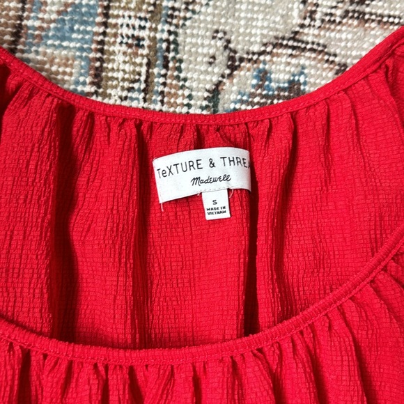 Madewell Texture & Thread Peasant Top | Size S | Red - Picture 5 of 12
